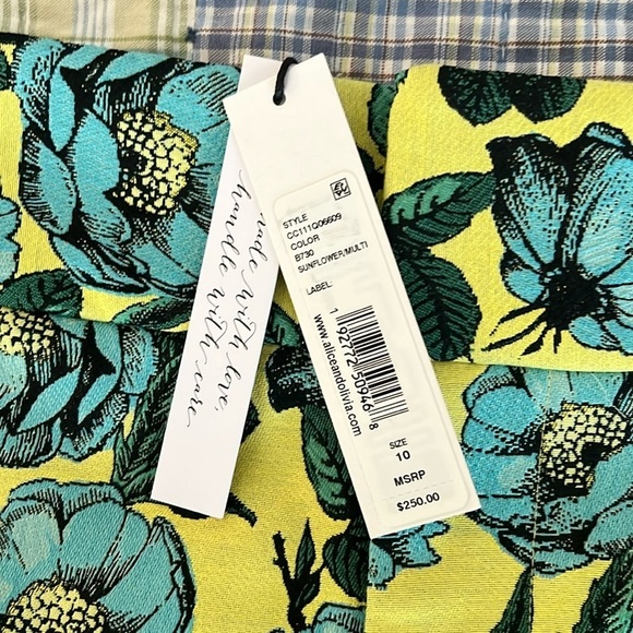 NWT Alice + Olivia Womens Cady Shorts Sz 10 Floral Print High Waisted Sunflower - Picture 2 of 8